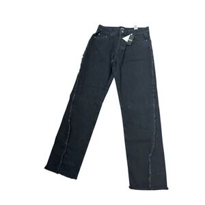 BoohooMAN Washed Black‎ Relaxed fit Frayed Seam Jeans With Split Hem NWT